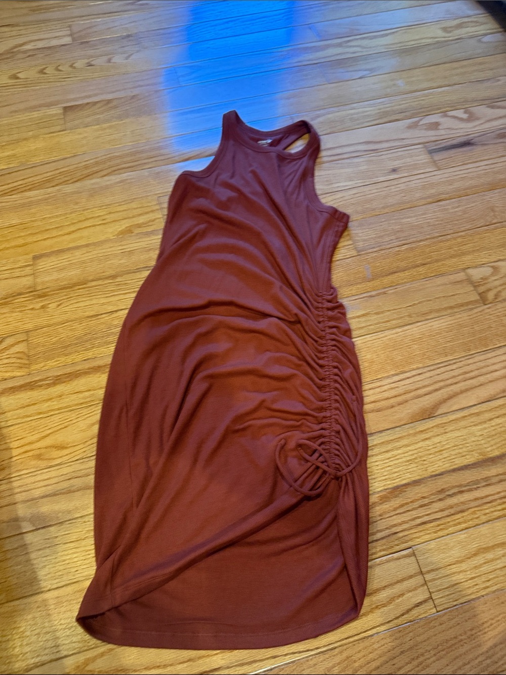 Old Navy Rust Ruched-Side Midi Tank Dress